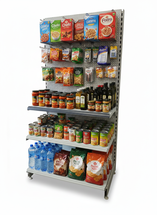 Tego Wandregal, mit Lochplatten, Lichtgrau RAL 7035, Breite 100cm