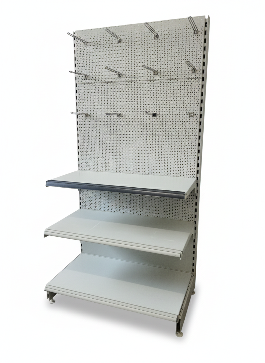 Tego Wandregal, mit Lochplatten, Lichtgrau RAL 7035, Breite 100cm