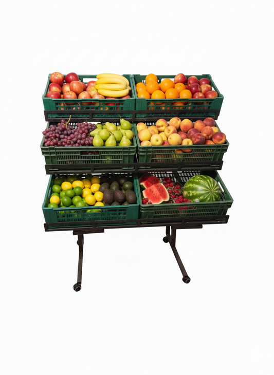 Obst- und Gemüseregal, mit Rollen